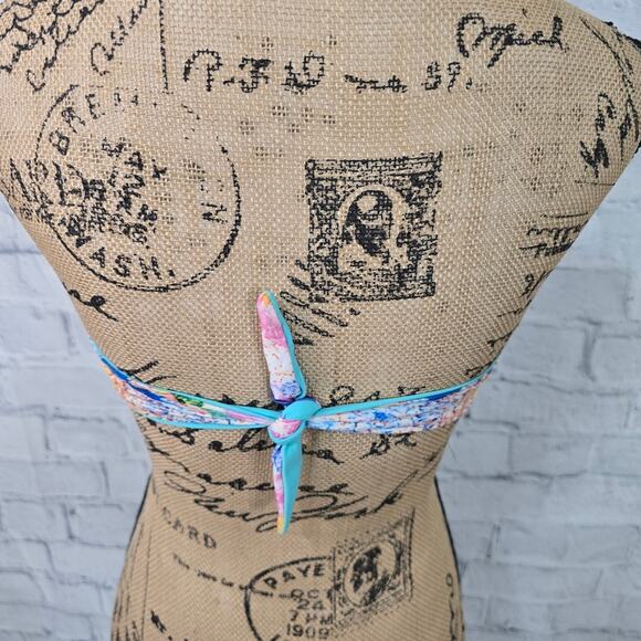 Mara Hoffman bandeau reversable bikini top Sz XS tied back swimsuit padded A8C - Picture 3 of 4